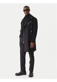 Karl Lagerfeld - KARL LAGERFELD Płaszcz wełniany 455015 554751 Czarny Regular Fit. Typ kołnierza: dekolt w karo. Kolor: czarny. Materiał: syntetyk #7