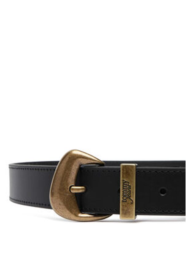 Tommy Jeans Pasek Tjw Cool Brass 30 AW0AW18845 Czarny. Kolor: czarny. Materiał: skóra