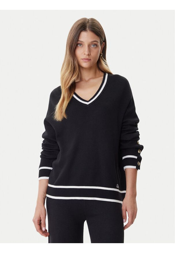 Liu Jo Sport Sweter TF5229 MS59L Czarny Regular Fit. Kolor: czarny. Materiał: wiskoza, syntetyk. Styl: sportowy
