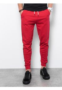 Ombre Clothing - Spodnie męskie dresowe joggery P951 - czerwone - XXL. Kolor: czerwony. Materiał: dresówka #3