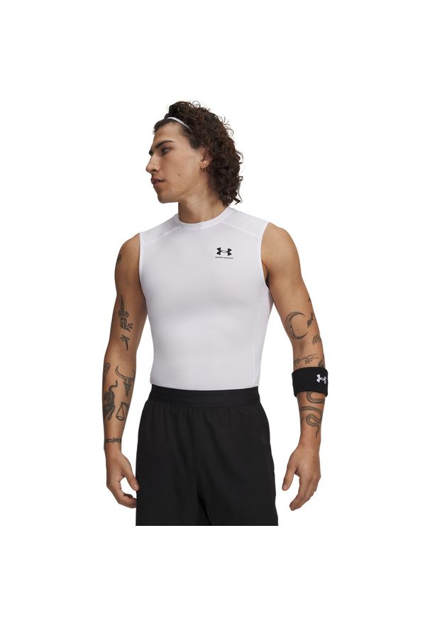 Under Armour - Top męski treningowy UNDER ARMOUR UA HG ARMOUR COMP SL. Kolor: biały. Materiał: materiał, tkanina. Długość rękawa: raglanowy rękaw