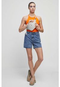 medicine - Medicine szorty jeansowe damskie kolor niebieski gładkie high waist. Stan: podwyższony. Kolor: niebieski. Materiał: jeans. Wzór: gładki #3