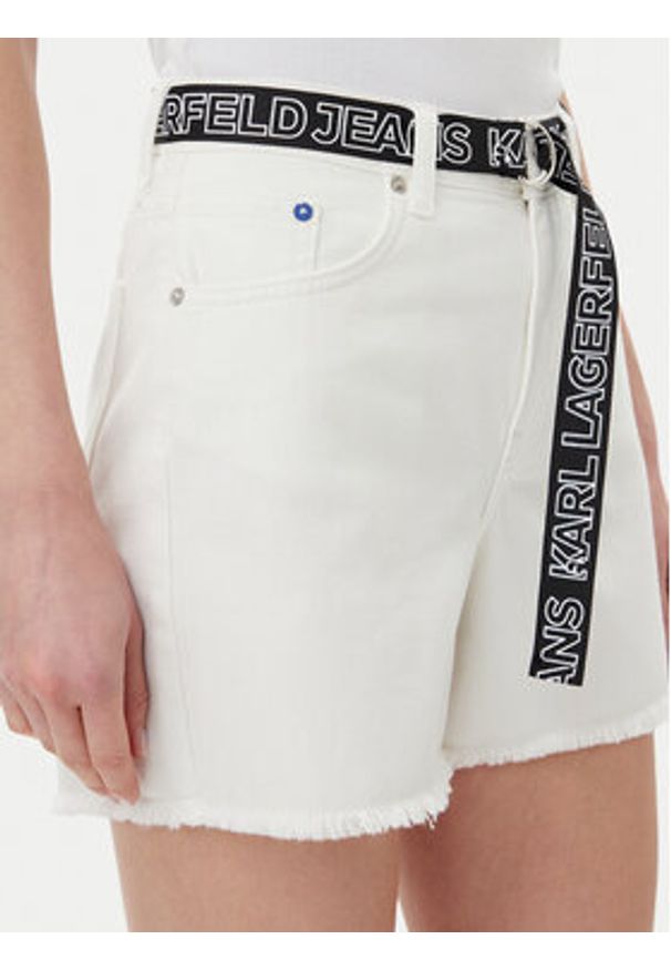 Karl Lagerfeld Jeans Szorty jeansowe A2W10039 Biały Regular Fit. Kolor: biały. Materiał: bawełna