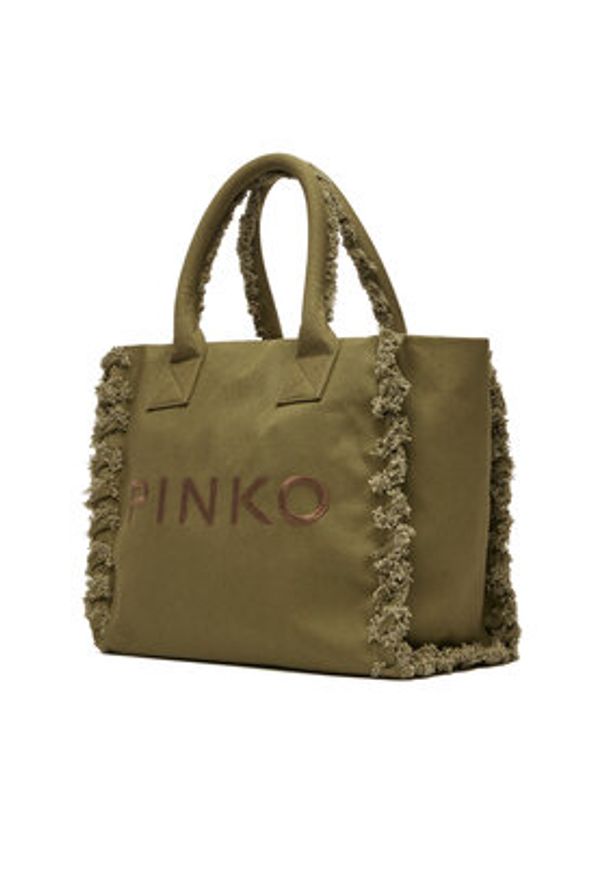 Pinko - PINKO Torba BEACH SHOPPING CANVAS RICICLATO Zielony. Kolor: zielony