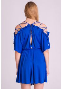 Chabrowa wiązana sukienka Versace Collection. Kolor: niebieski. Styl: elegancki #3