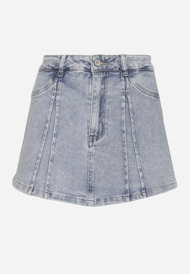 Born2be - Jasnoniebieskie Bawełniane Jeansowe Spódnico-Szorty z Wysokim Stanem Nellira. Okazja: na co dzień. Stan: podwyższony. Kolor: niebieski. Materiał: bawełna, jeans. Sezon: lato. Styl: elegancki, casual