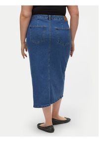Vero Moda Curve Spódnica jeansowa Veri 10308406 Niebieski Regular Fit. Kolor: niebieski. Materiał: bawełna