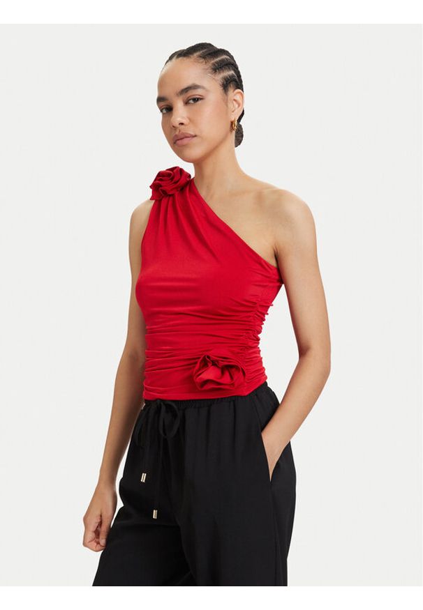 ACCESS FASHION Top 63-2019-326 Czerwony Slim Fit. Kolor: czerwony. Materiał: syntetyk