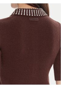 Pinko - PINKO Polo Emilia 105745 A2S4 Brązowy Regular Fit. Typ kołnierza: polo. Kolor: brązowy. Materiał: syntetyk #4