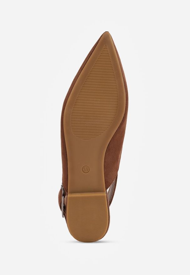 Renee - Jasnobrązowe Sandały Vices Typu Slingback z Wkładką ze Skóry Naturalnej Rallora. Okazja: na co dzień, na spacer. Zapięcie: sprzączka. Kolor: brązowy. Materiał: skóra. Wzór: nadruk. Obcas: na obcasie. Styl: elegancki, casual. Wysokość obcasa: średni