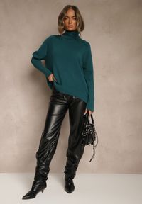 Renee - Zielony Golf z Domieszką Kaszmiru o Prostym Kroju Zoirsova. Okazja: na co dzień. Typ kołnierza: golf. Kolor: zielony. Materiał: kaszmir. Długość rękawa: długi rękaw. Długość: długie. Styl: casual, elegancki #5