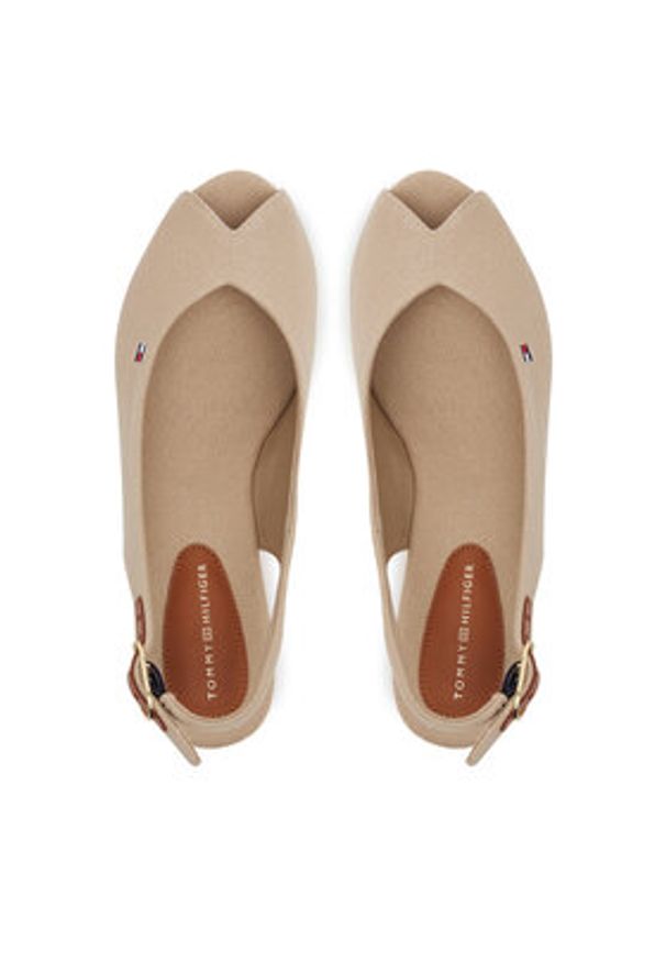 TOMMY HILFIGER - Tommy Hilfiger Sandały Flag Mid Wedge Espad Slingback FW0FW08595 Beżowy. Kolor: beżowy. Materiał: materiał