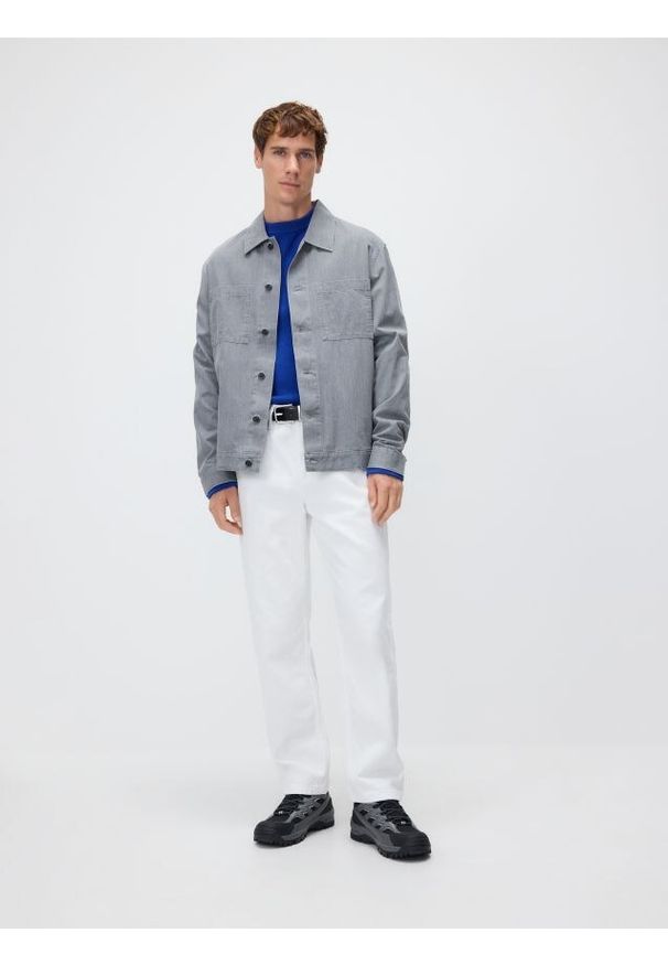 Reserved - Bawełniana koszula comfort fit - szary. Kolor: szary. Materiał: bawełna