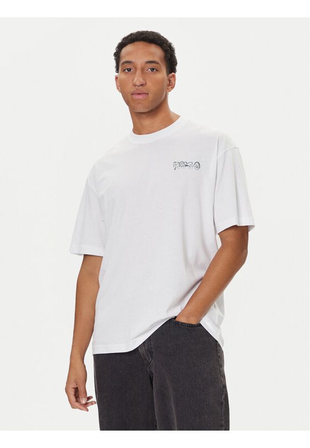Hugo - HUGO T-Shirt Nyrotee 50549769 Biały Loose Fit. Kolor: biały. Materiał: bawełna
