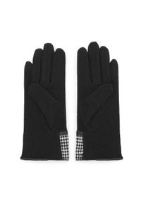 Wittchen - Damskie rękawiczki z wykończeniem w pepitkę czarne. Kolor: czarny. Materiał: wełna. Styl: klasyczny, elegancki