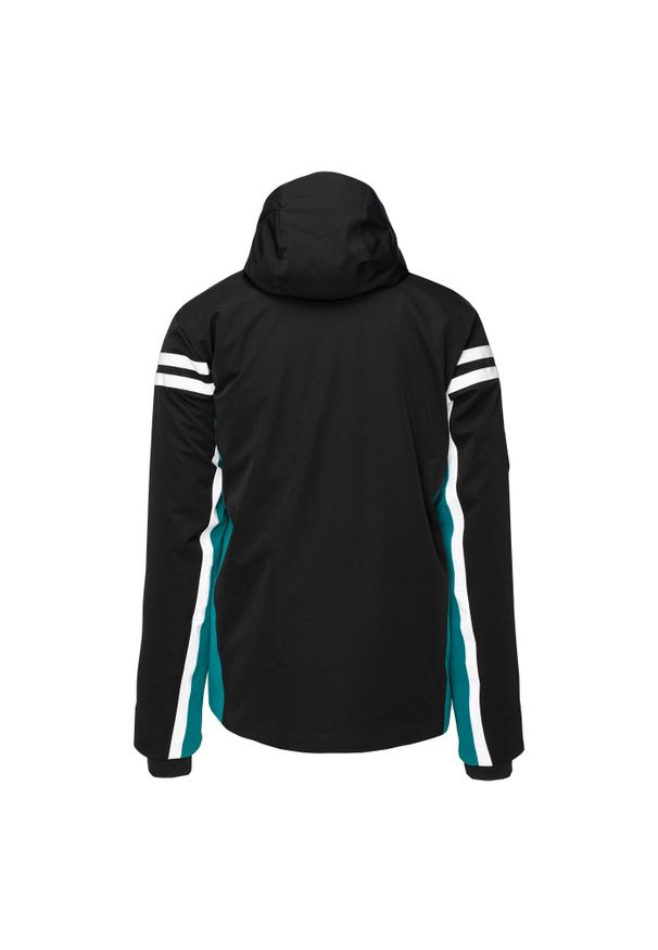 Kurtka z kapturem Iguana Bergho. Typ kołnierza: kaptur. Kolor: czarny, biały, wielokolorowy. Sezon: zima. Sport: narciarstwo