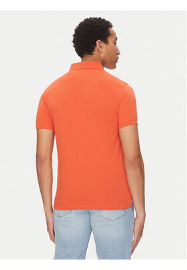 TOMMY HILFIGER - Tommy Hilfiger Polo 1985 MW0MW17771 Pomarańczowy Slim Fit. Typ kołnierza: polo. Kolor: pomarańczowy. Materiał: bawełna