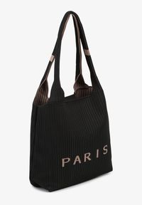 Renee - Czarna Tłoczona Torebka Typu Shopper Saliaria. Kolor: czarny. Materiał: z tłoczeniem. Styl: biznesowy, klasyczny, elegancki, casual