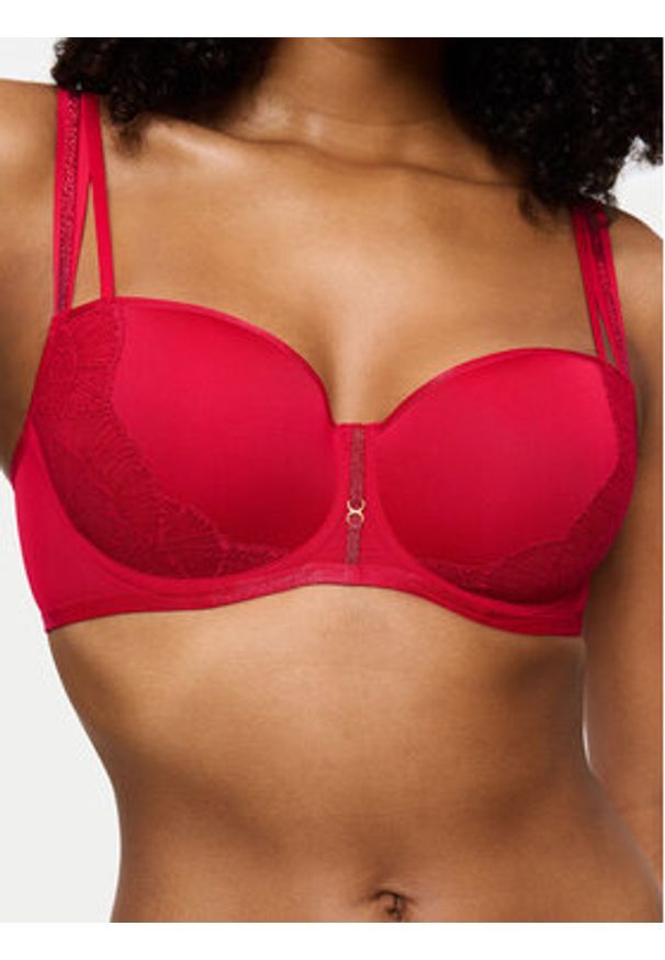 Triumph Biustonosz z fiszbiną Palina Moonlight Kiss 10224803 Czerwony. Kolor: czerwony. Materiał: syntetyk