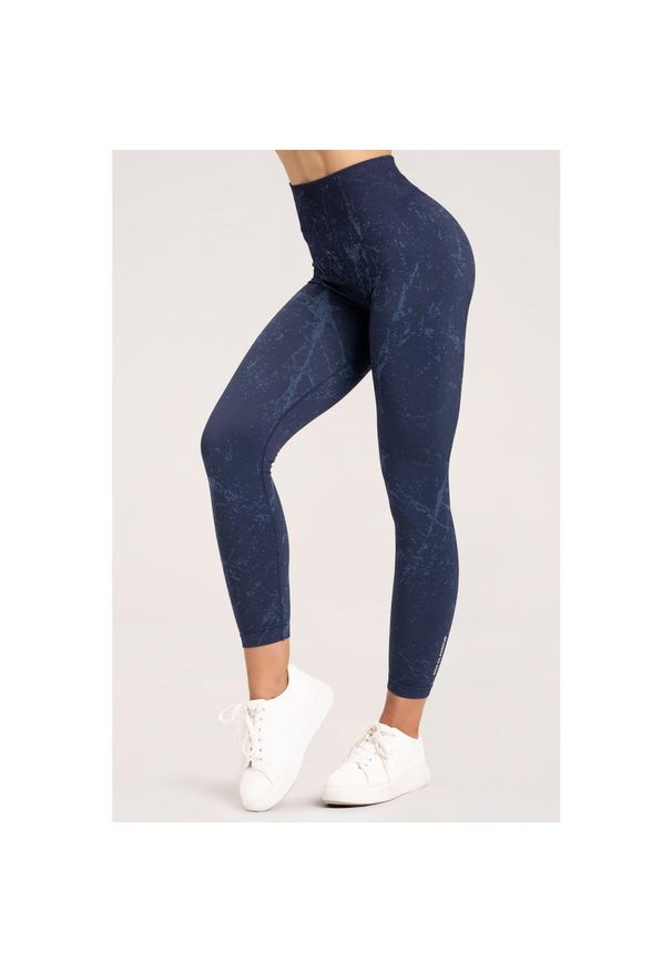GYM GLAMOUR - Legginsy fitness damskie Gym Glamour marble. Kolor: niebieski. Sport: fitness