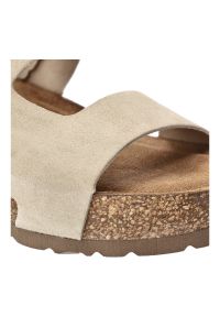 Sandały damskie Yokono, cholewka ze skóry naturalnej zamszowej z szerokimi paskami z zapięciem na rzep, beżowe, Wiwi-261 Ser Crudo. Zapięcie: rzepy. Kolor: beżowy. Materiał: skóra, zamsz #3