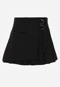 Renee - Czarna Kopertowa Spódnica Mini w Stylu Cargo z Paskami Eire. Kolor: czarny #6