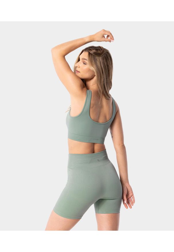 Biustonosz sportowy bezszwowy damski Simply Seamless Carpatree. Kolor: zielony. Sport: fitness