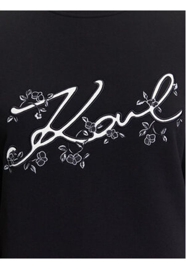 Karl Lagerfeld - KARL LAGERFELD Bluza A3W20010 Czarny Regular Fit. Typ kołnierza: dekolt w karo. Kolor: czarny. Materiał: bawełna