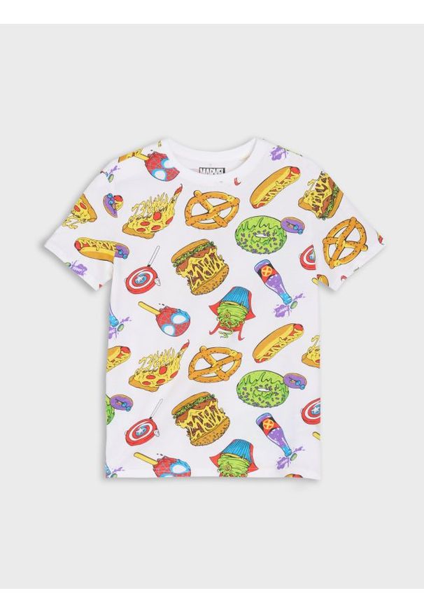 Sinsay - Bawełniana koszulka ze wzorkiem Marvel Comics - biały. Kolor: biały. Materiał: bawełna. Wzór: motyw z bajki