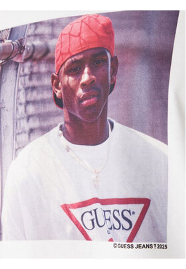 Guess Jeans T-Shirt M5BI3G K8FQ4 Biały Regular Fit. Kolor: biały. Materiał: bawełna