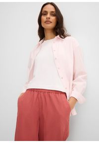 bonprix - Spodnie 3/4 z przewiewnej mieszanki lnu. Stan: podwyższony. Kolor: czerwony. Materiał: len #3