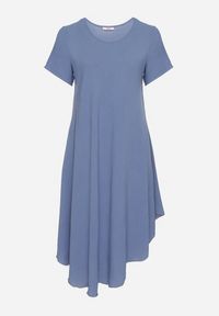 Born2be - Niebieska Rozkloszowana Sukienka z Bawełną Elzedia. Okazja: na co dzień. Kolor: niebieski. Materiał: bawełna. Typ sukienki: rozkloszowane. Styl: casual, elegancki #5