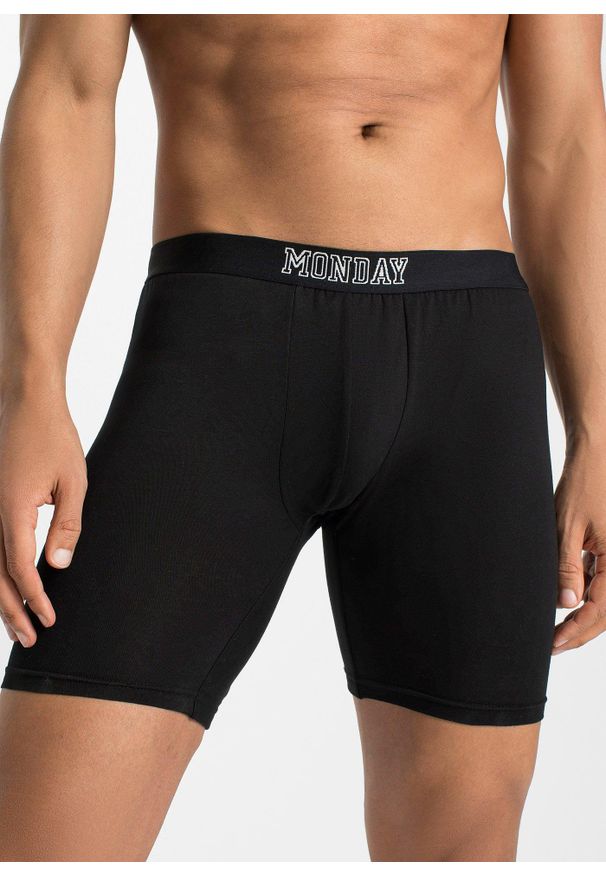 bonprix - Długie bokserki o dopasowanym fasonie z bawełną (7 par). Kolor: czarny. Materiał: bawełna. Długość: długie