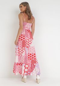 Born2be - Różowa Sukienka Maxi na Ramiączkach w Fantazyjny Nadruk Erlavi. Kolor: różowy. Długość rękawa: na ramiączkach. Wzór: nadruk. Długość: maxi #5