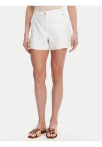 Guess Szorty materiałowe W5GD1W WH5L2 Biały Regular Fit. Kolor: biały. Materiał: len, materiał