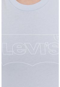 Levi's® - Levi's T-shirt damski. Okazja: na co dzień, na spotkanie biznesowe. Kolor: niebieski. Materiał: dzianina. Wzór: nadruk. Styl: biznesowy, casual