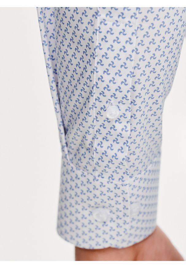 Pako Lorente - PAKO LORENTE – Biała koszula męska w wiatraczki. Kolor: biały. Materiał: elastan, bawełna. Długość rękawa: długi rękaw. Długość: długie. Sezon: wiosna, lato