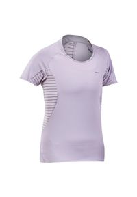 quechua - Koszulka turystyczna damska z krótkim rękawem Quechua MH500. Kolor: fioletowy. Materiał: poliester, poliamid, materiał, elastan. Długość rękawa: krótki rękaw. Długość: krótkie #1