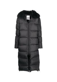 YVES SALOMON PARIS - Czarny płaszcz puchowy. Okazja: na co dzień, na spacer. Kolor: czarny. Materiał: puch. Długość rękawa: długi rękaw. Długość: długie. Wzór: aplikacja. Sezon: zima. Styl: casual #6