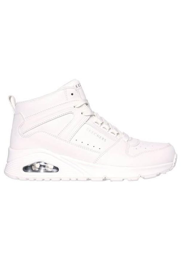 skechers - Buty do chodzenia damskie Skechers Uno-High Regards. Wysokość cholewki: za kostkę. Kolor: biały. Materiał: materiał, syntetyk. Szerokość cholewki: normalna. Sport: turystyka piesza