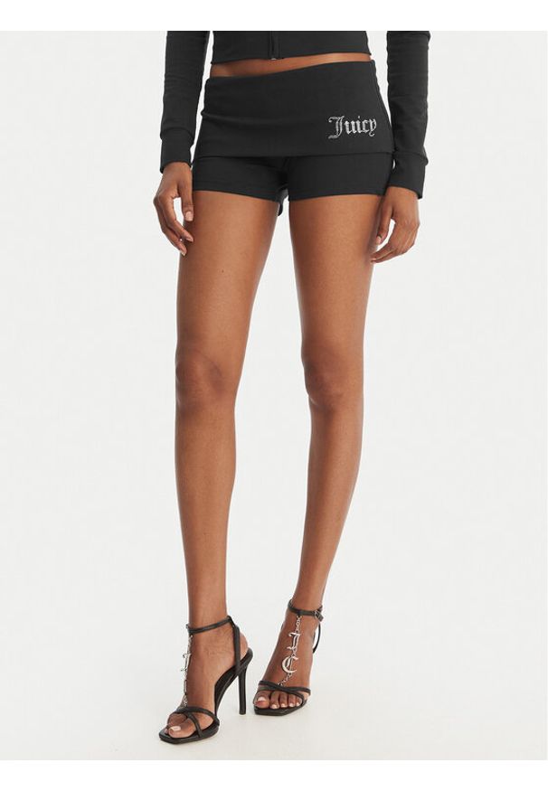 Juicy Couture Szorty sportowe Roll Down JCWHS126307 Czarny Slim Fit. Kolor: czarny. Materiał: bawełna