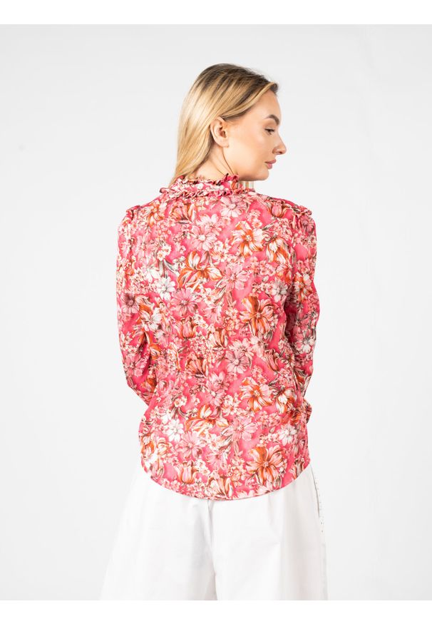 Pinko Bluzka "Medium 2" | 1G17K0 Y814 | Kobieta | Różowy. Typ kołnierza: kołnierzyk stójkowy. Kolor: różowy. Materiał: poliester. Długość rękawa: długi rękaw. Długość: długie. Styl: elegancki, klasyczny