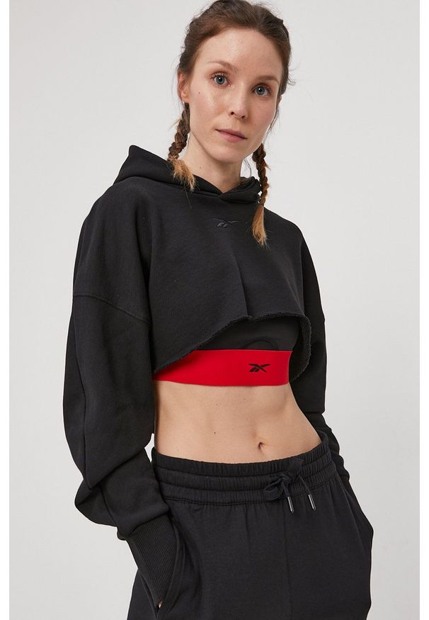 Reebok Classic - Bluza x Cardi B. Okazja: na co dzień. Typ kołnierza: kaptur. Kolor: czarny. Długość rękawa: długi rękaw. Długość: długie. Styl: casual