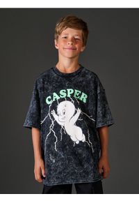 Sinsay - Bawełniana koszulka z nadrukiem Casper The Friendly Ghost - czarny. Kolor: czarny. Materiał: bawełna. Wzór: nadruk #1