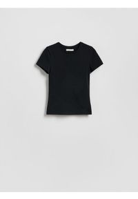 Reserved - Bawełniany t-shirt slim fit - czarny. Kolor: czarny. Materiał: bawełna