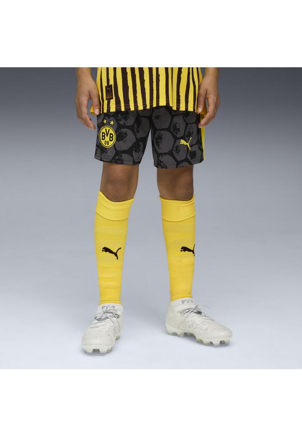 Puma - Młodzieżowe szorty KIDSUPER × BORUSSIA DORTMUND PUMA Black Faster Yellow. Kolor: czarny, wielokolorowy, żółty. Sezon: lato. Sport: piłka nożna