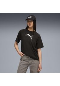 Puma - Damska koszulka Evostripe o luźnym kroju z grafiką PUMA Black. Kolor: czarny. Sport: fitness
