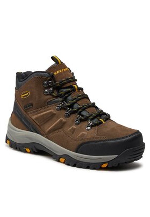 skechers - Skechers Trapery Pelmo 64869/KHK Brązowy. Kolor: brązowy. Materiał: zamsz, skóra