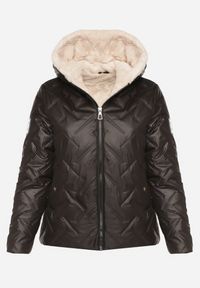 Born2be - Czarno-Beżowa Pikowana Kurtka o Prostym Kroju z Kapturem Avilerie. Okazja: na co dzień. Typ kołnierza: kaptur. Kolekcja: plus size. Kolor: czarny. Materiał: jeans. Styl: casual, elegancki #7