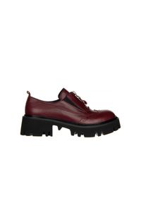 Półbuty Bayla-161 054 2894 750 Bordo 161385, Skóra naturalna - 41. Kolor: czerwony. Materiał: skóra. Szerokość cholewki: normalna. Obcas: na platformie #1